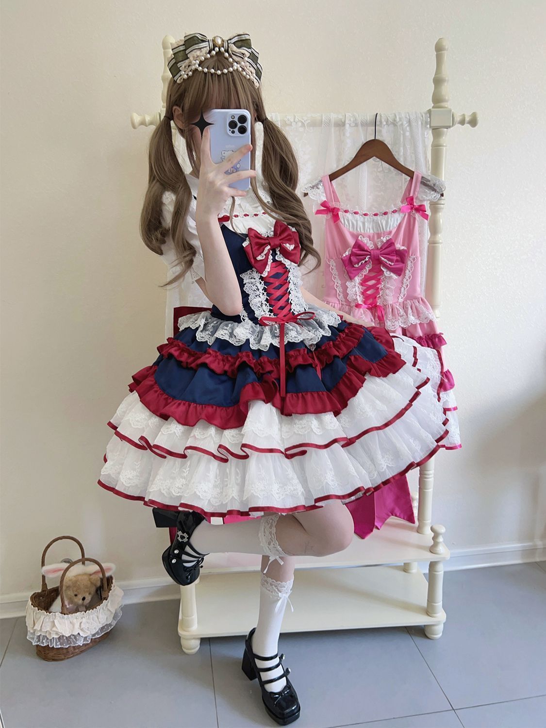 2025年新春デザイン 白雪姫風 ロリータジャンパースカート JSK フリル付き 甘ロリ コスプレ衣装 S～Lサイズ対応