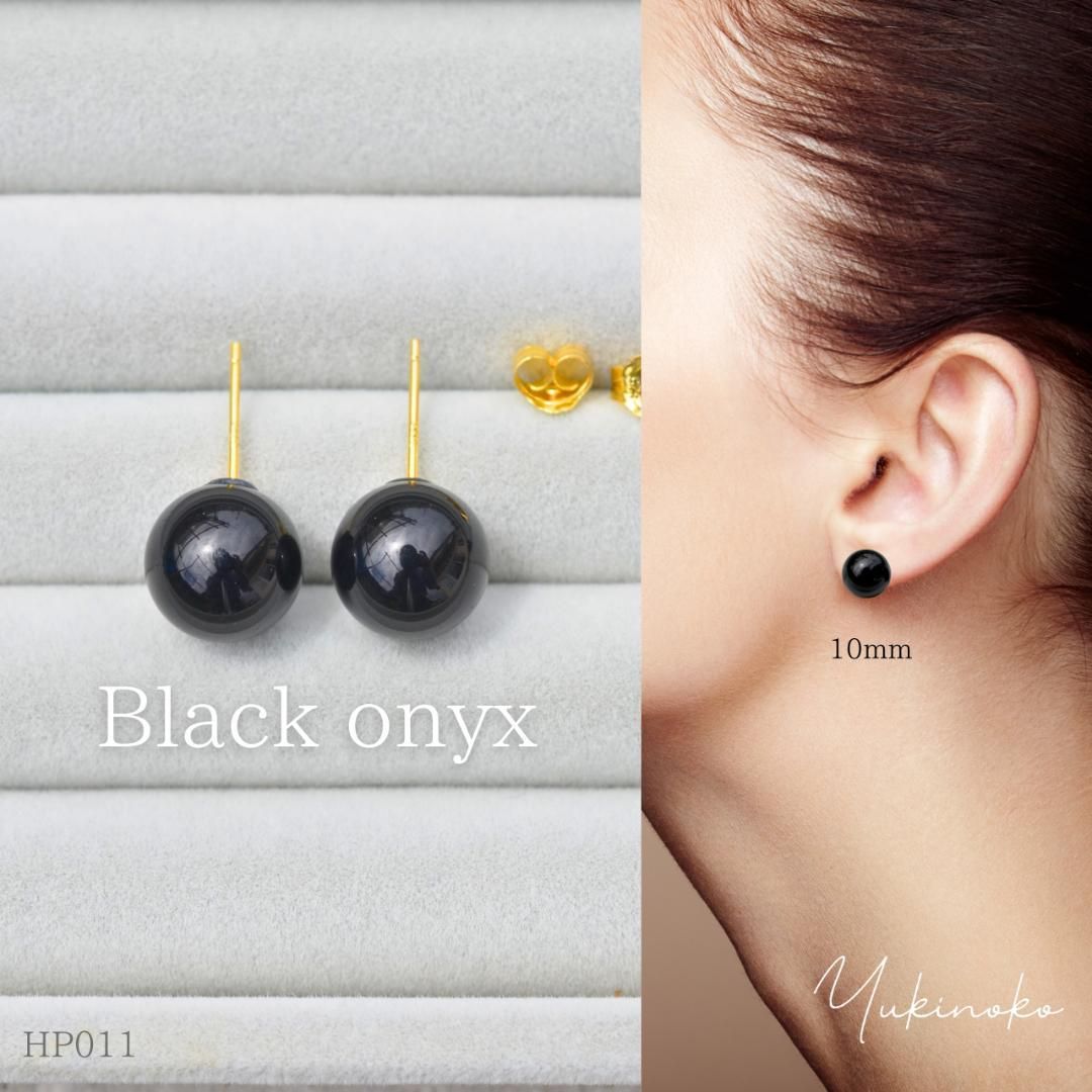 オニキス ピアス 18金 2個 ONYX PIERCE - msbintl.com