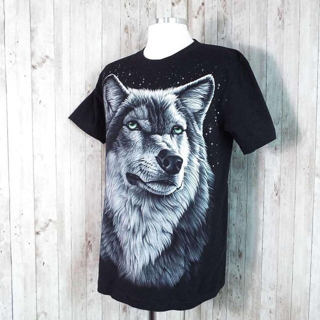 アニマルTシャツ】Sサイズ|anial print wolf オオカミ 狼 アニマルTシャツ】Sサイズ|anial print wolf オオカミ 狼