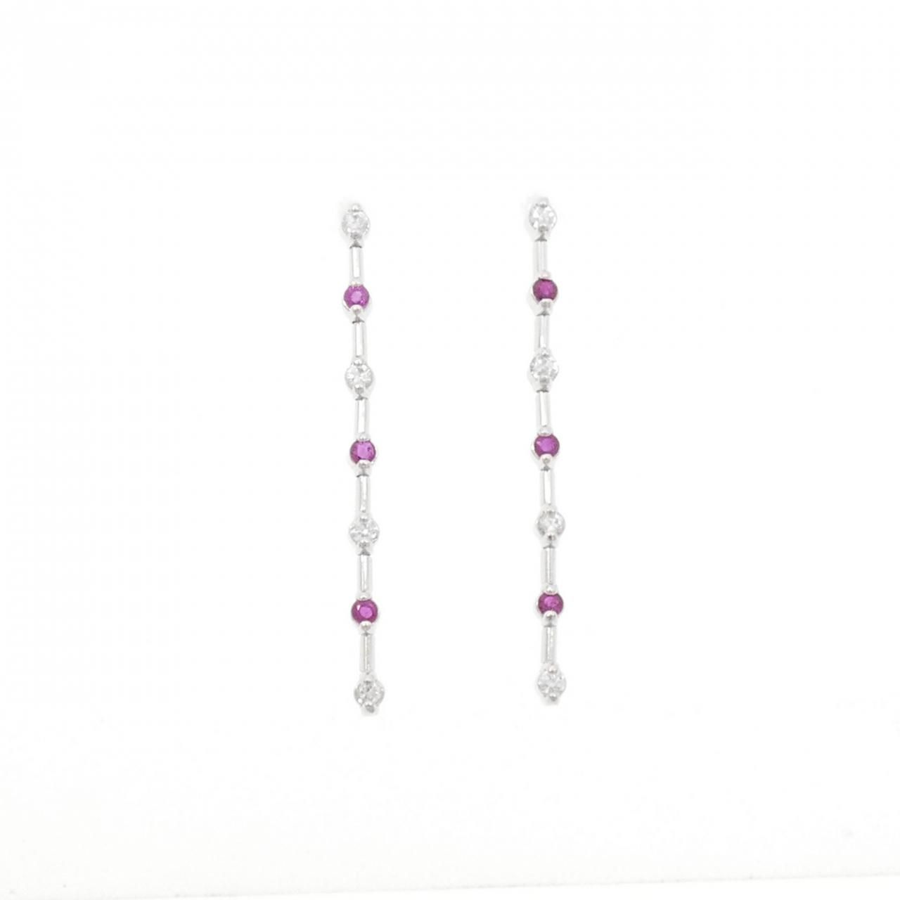 K14WG ルビー×ダイヤモンド ピアス