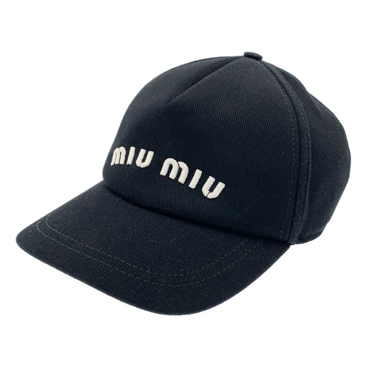miu miu | ミュウミュウ | 2025SS | ドリル ロゴ ベースボール キャップ | M | ブラック | レディース