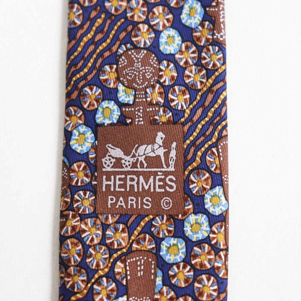 未使用品○HERMES エルメス 7639TA シルク100％ 花柄/和柄 ネクタイ