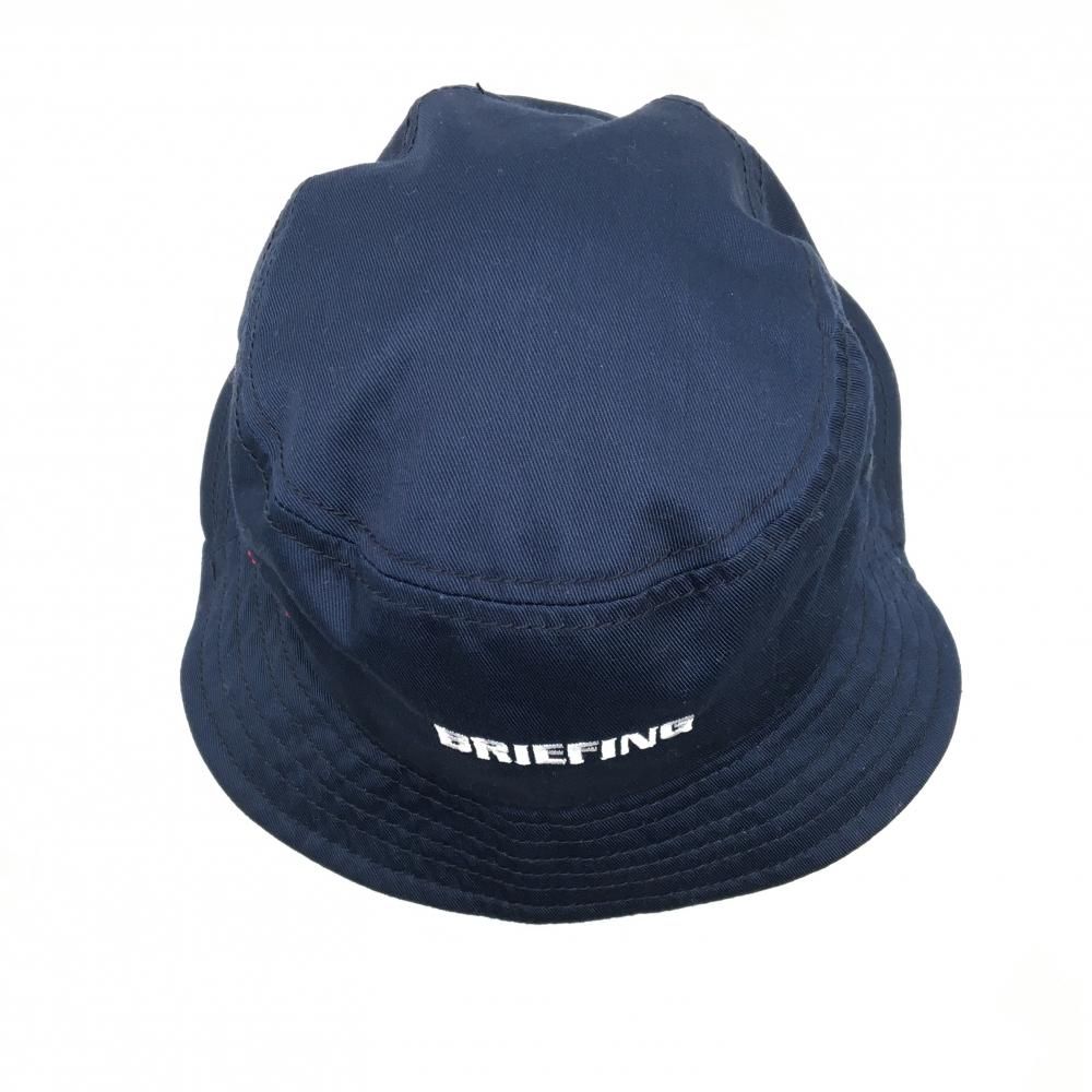 超美品】ブリーフィング バケットハット ネイビー ロゴ刺しゅう M