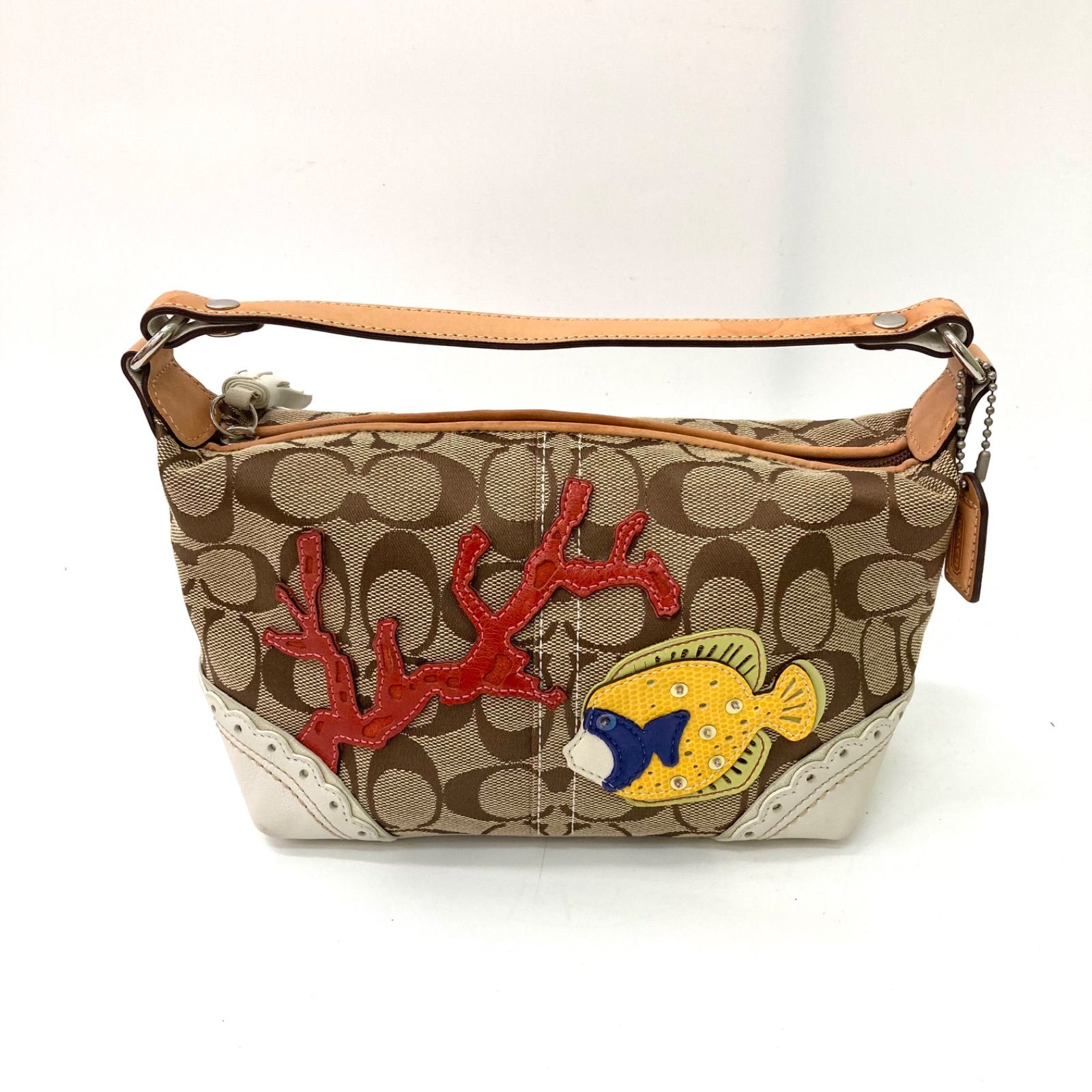 COACHコーチ アクセサリーポーチ ミニハンドバッグ サンゴ 熱帯魚 1491 COACHコーチ アクセサリーポーチ ミニハンドバッグ サンゴ 熱帯魚 1491
