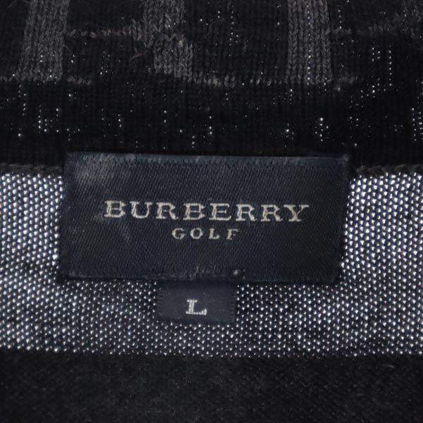 バーバリー ハーフジップ 長袖 セーター L ブラック×グレー BURBERRY