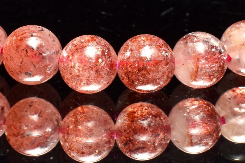 １点物 AA 赤い煌めき ストロベリークォーツ レピドクロサイトインクォーツ 6.5mm ブレスレット パワーストーン 天然石 _MA9160