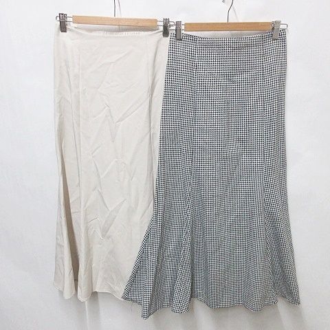 イング INGNI スカート 2枚セット マーメイド フレアー 切替 レースアップ 千鳥柄 無地 黒 白 ベージュ ホワイト ブラック F