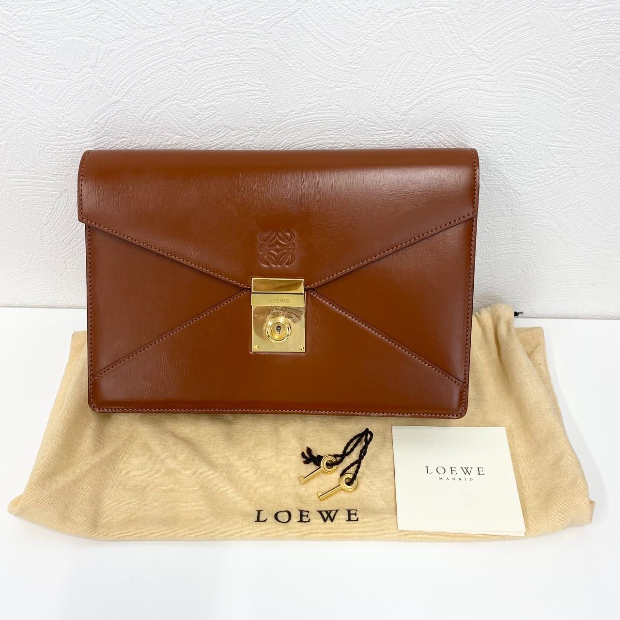 LOEWE ロエベ アナグラム セカンドバッグ スウェード × レザー ブラウン LOEWE ロエベ アナグラム セカンドバッグ スウェード × レザー