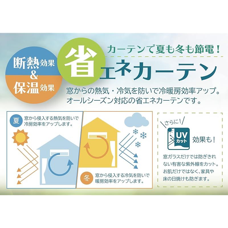 ユニベール 1級遮光 防炎 防炎ラベル付き 節電 省エネ 断熱 保温 日本製 無地 寝室 リビング カーテン 幅100cm&times;丈185cm 2枚 ベルーイ オフホワイト 0