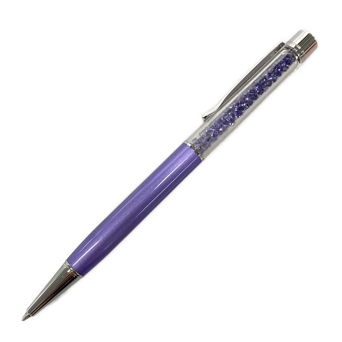 SWAROVSKI スワロフスキー ボールペン - パープル×シルバー インクあり 黒