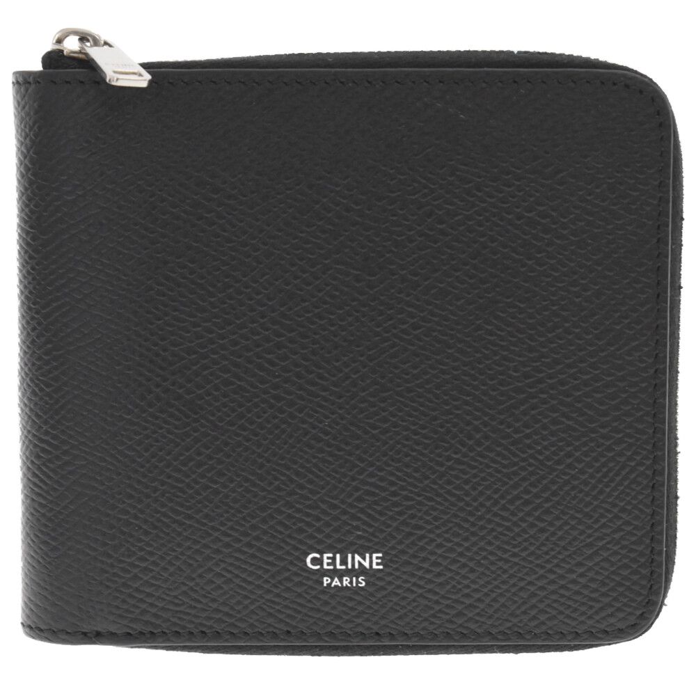 CELINE (セリーヌ) グレインドカーフスキン ジップ付きバイフォールド