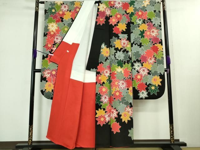 平和屋本店□極上 和染紅型 栗山紅型 栗山吉三郎 振袖・長襦袢(無双