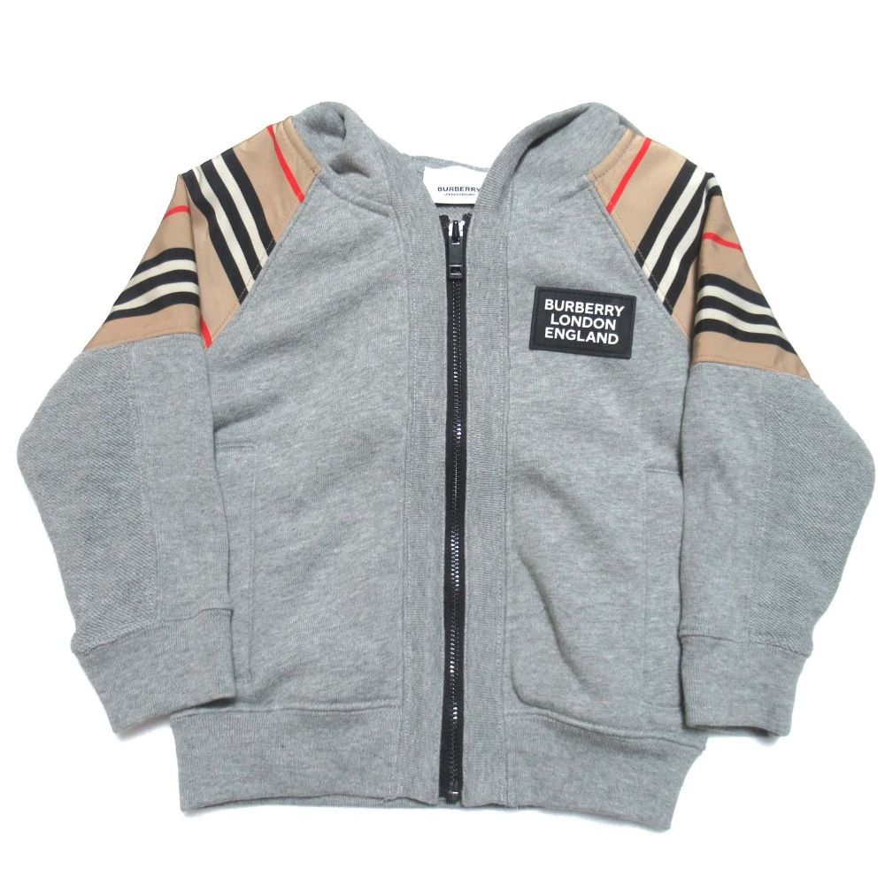 BURBERRY バーバリーロンドンイングランド キッズ ジップアップ スウェット パーカー 18M 86cm グレー キッズ 古着