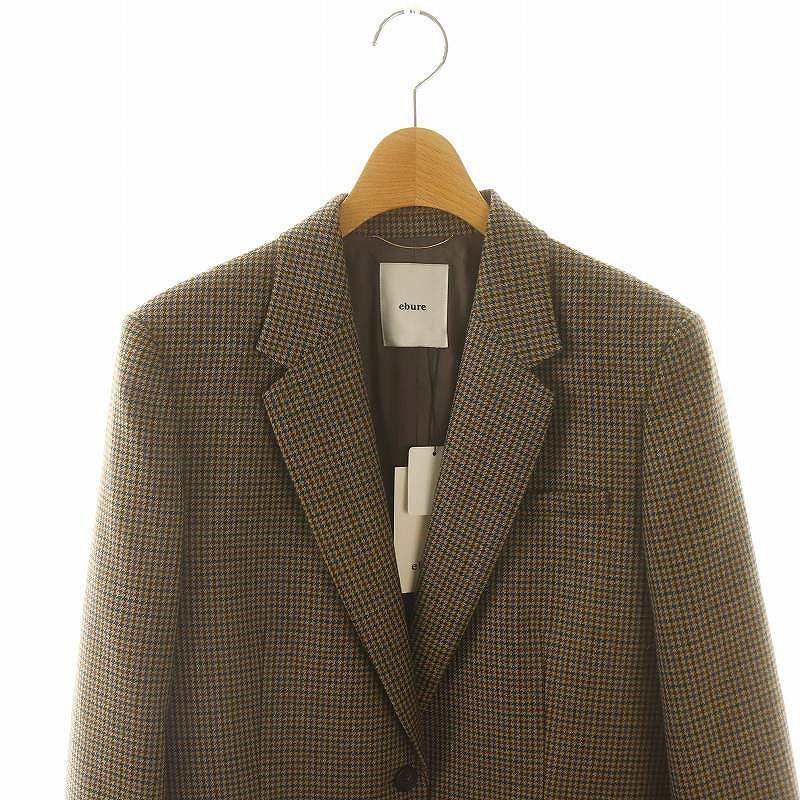 エブール ebure ハウンドトゥースツイードシングルジャケット