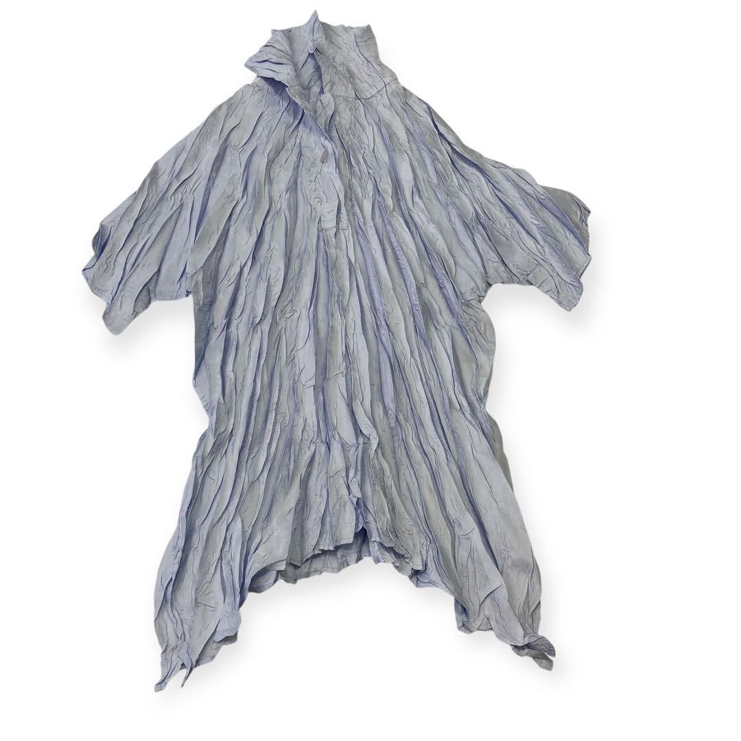 プリーツプリーズ PLEATSレディース プリーツ加工 トップス 変形 青