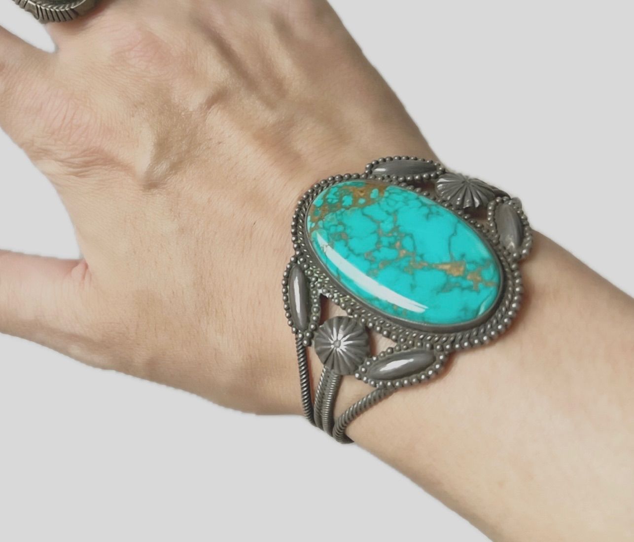50s Vintage Navajo ビッグ ターコイズ シルバーバングル