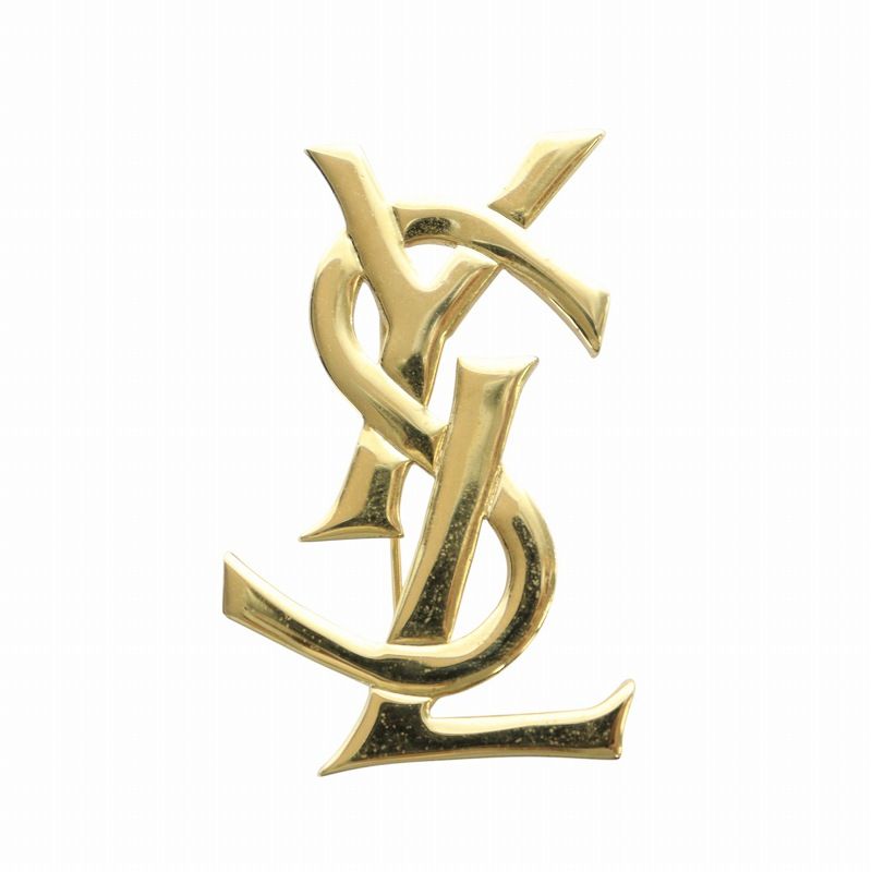 イヴサンローラン YVES SAINT LAURENT YSL ロゴ ピンブローチ アクセサリー ゴールドカラー 金色 GY18 |MQ
