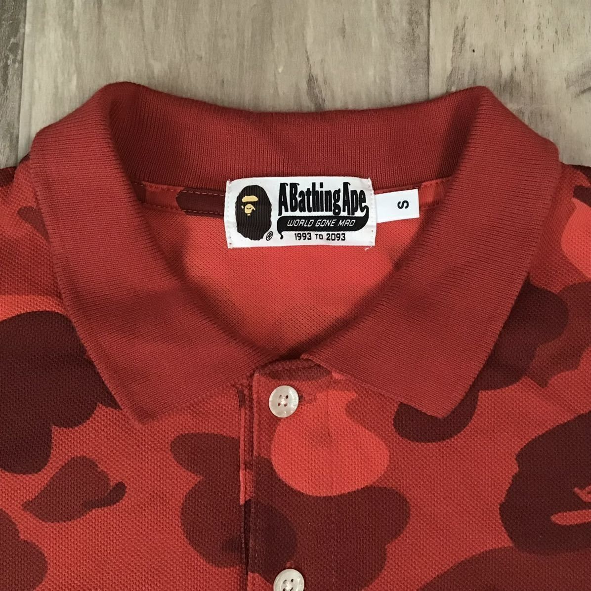 Red camo APE HEAD LOGO ポロシャツ Sサイズ a bathing ape BAPE