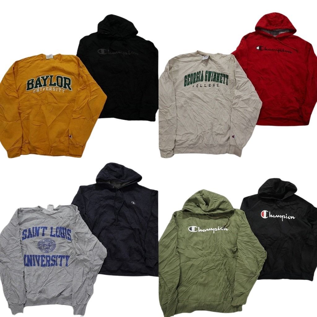 古着卸 まとめ売り チャンピオン Champion スウェット 8枚セット メンズ L フーディー 三段ロゴ カレッジ風 古着 NC0950