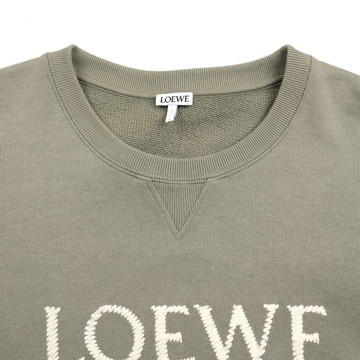 LOEWE オリーブグリーン LOEWE オリーブグリーン 刺繍ロゴ スウェット 