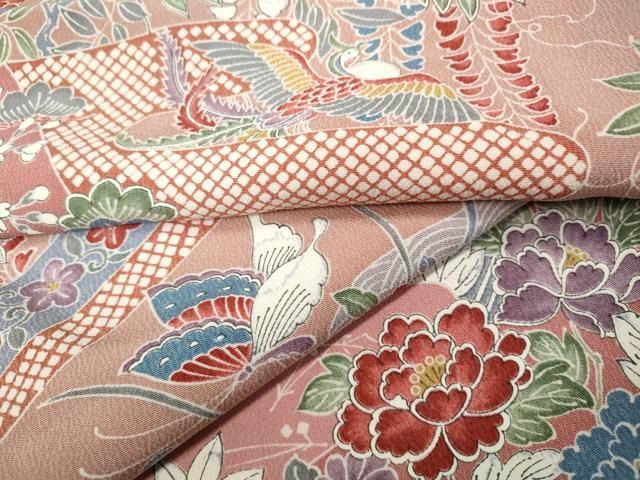 平和屋着物○上質な小紋 雲重ね鳳凰花蝶文 正絹 逸品 CAAZ2464ut