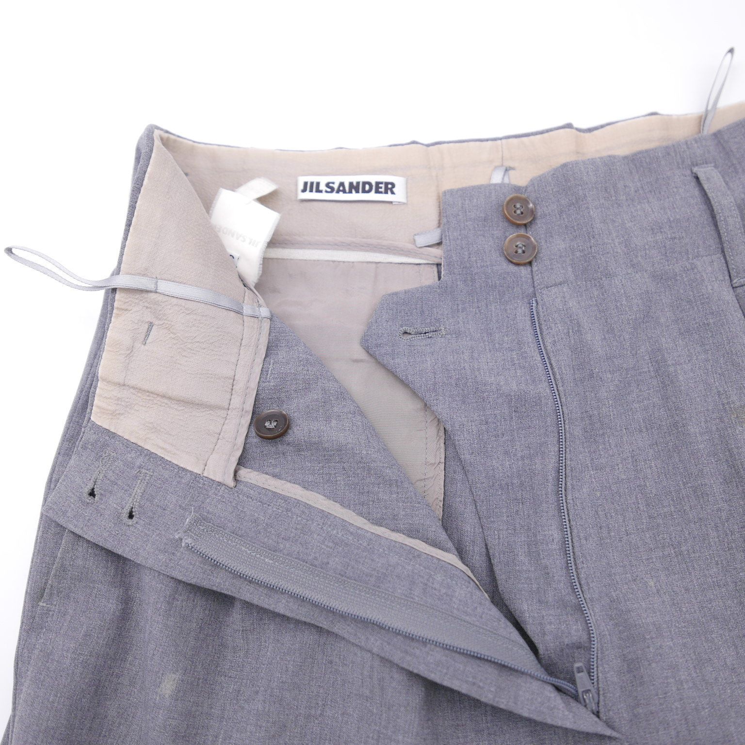 JIL SANDER ジル サンダー メンズ ボトムス ２タック 裾ダブル スラックス 無地パンツ 灰GRAY 38