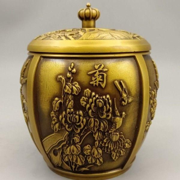 銅製 梅蘭竹菊銅缶 茶壺 茶道具 香道具 博古架 装飾品 工芸品 置物 銅製 梅蘭竹菊銅缶 茶壺 茶道具 香道具 博古架 装飾品 工芸品
