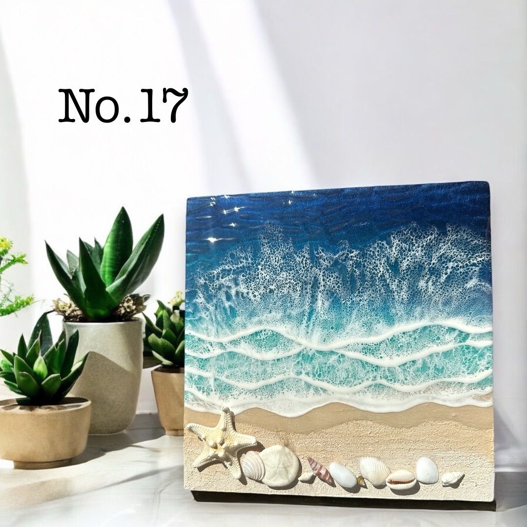 波レジン アート ウッドボード 24x24 wo/B 』 No.17 海レジン