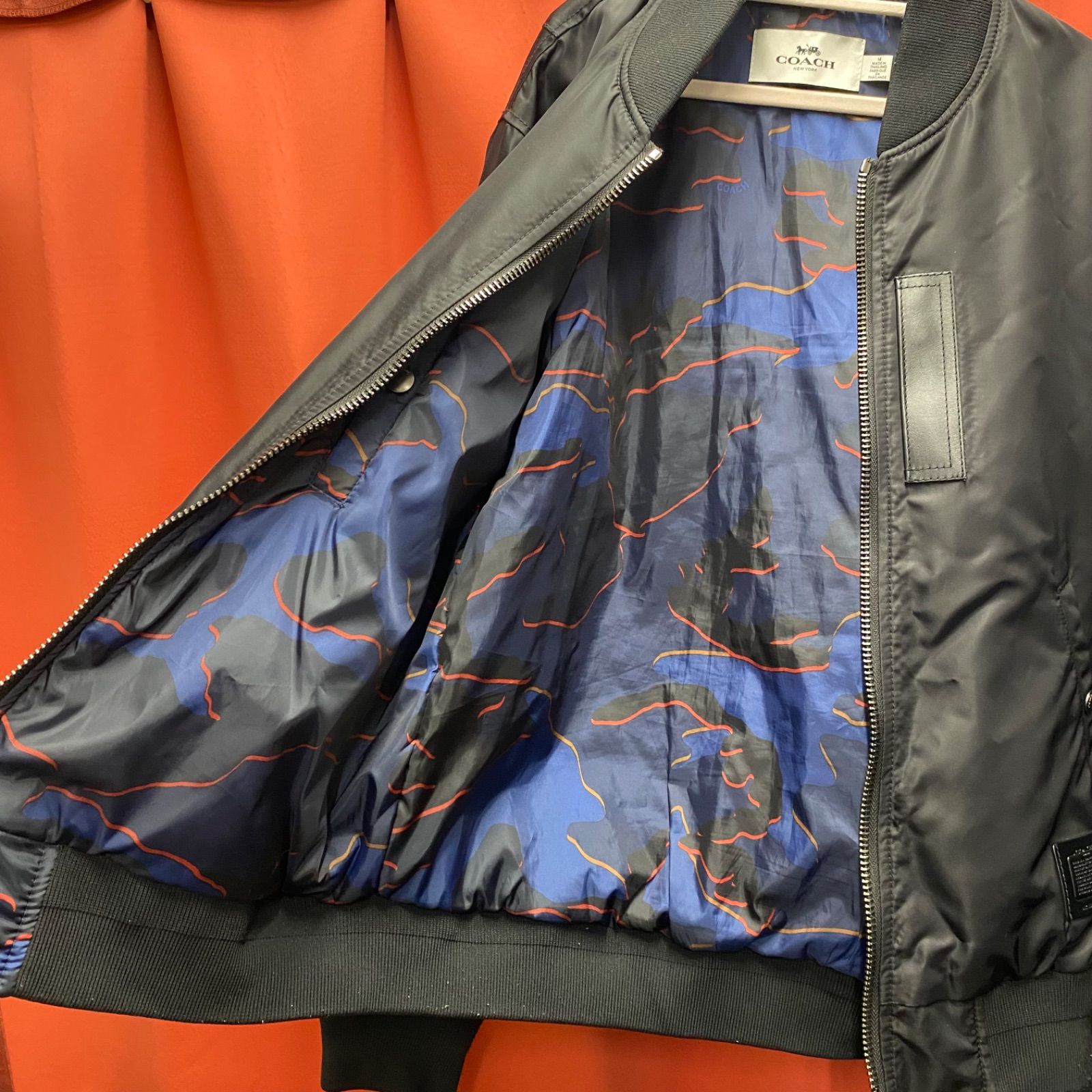 美品 COACH コーチ MA-1 ナイロンジャケット フライトジャケット 