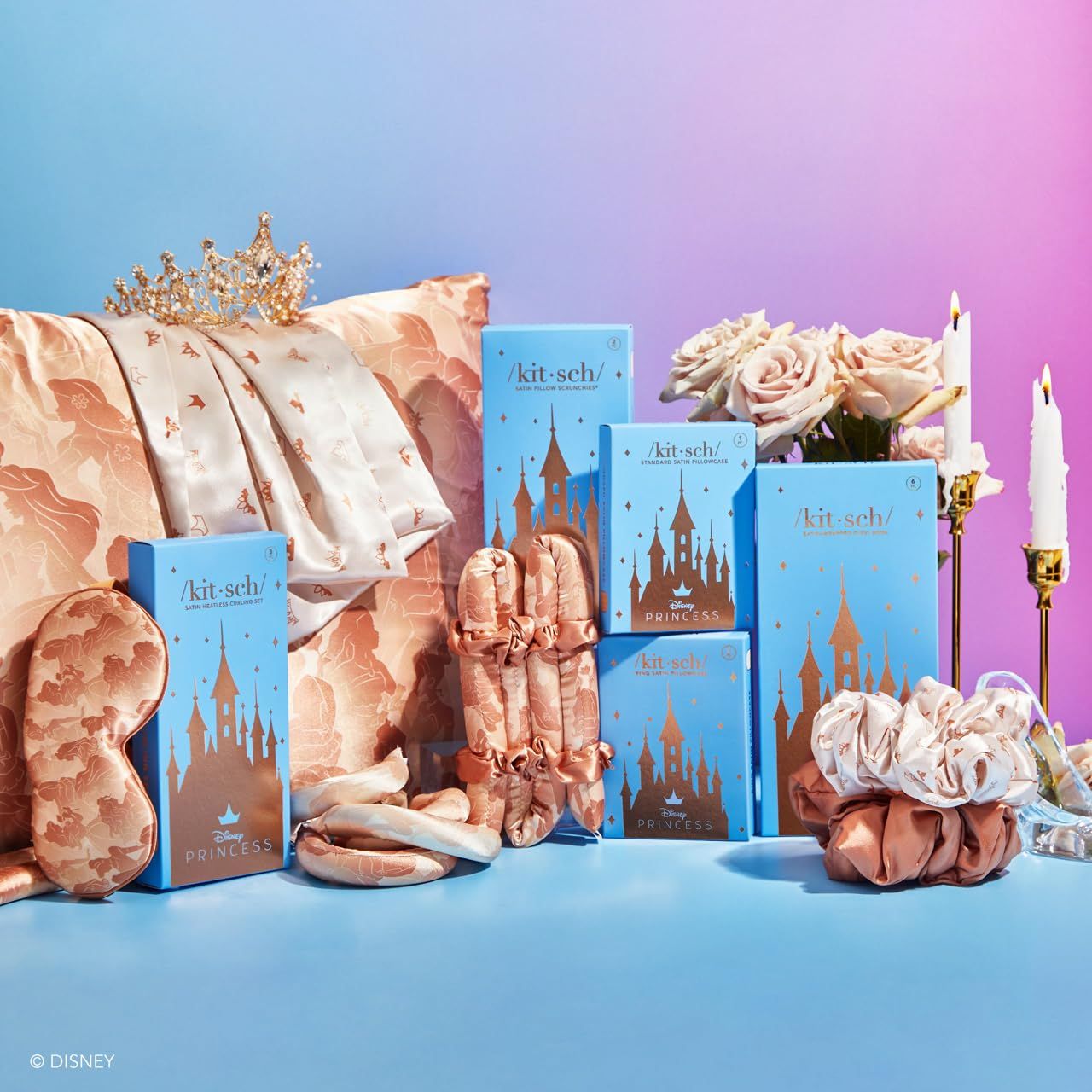 Disney x Kitsch サテン枕 ヘアクシュシュ 女性用 - シルクシュより 