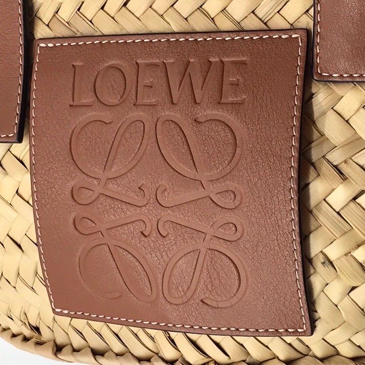 【美品】ロエベ　LOEWE　かごバッグ　スモール　ブラウン LOEWE ロエベ バスケットスモール ラフィア 2WAYハンドバッグ ブラウン