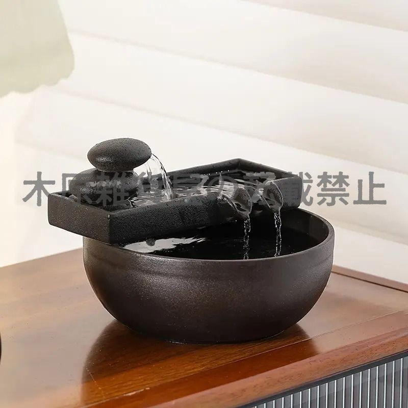 【入手困難】卓上噴水 ブラック オブジェ 卓上噴水 デスクトップ噴水 室内噴水 流水飾り ミニ噴水 循環水