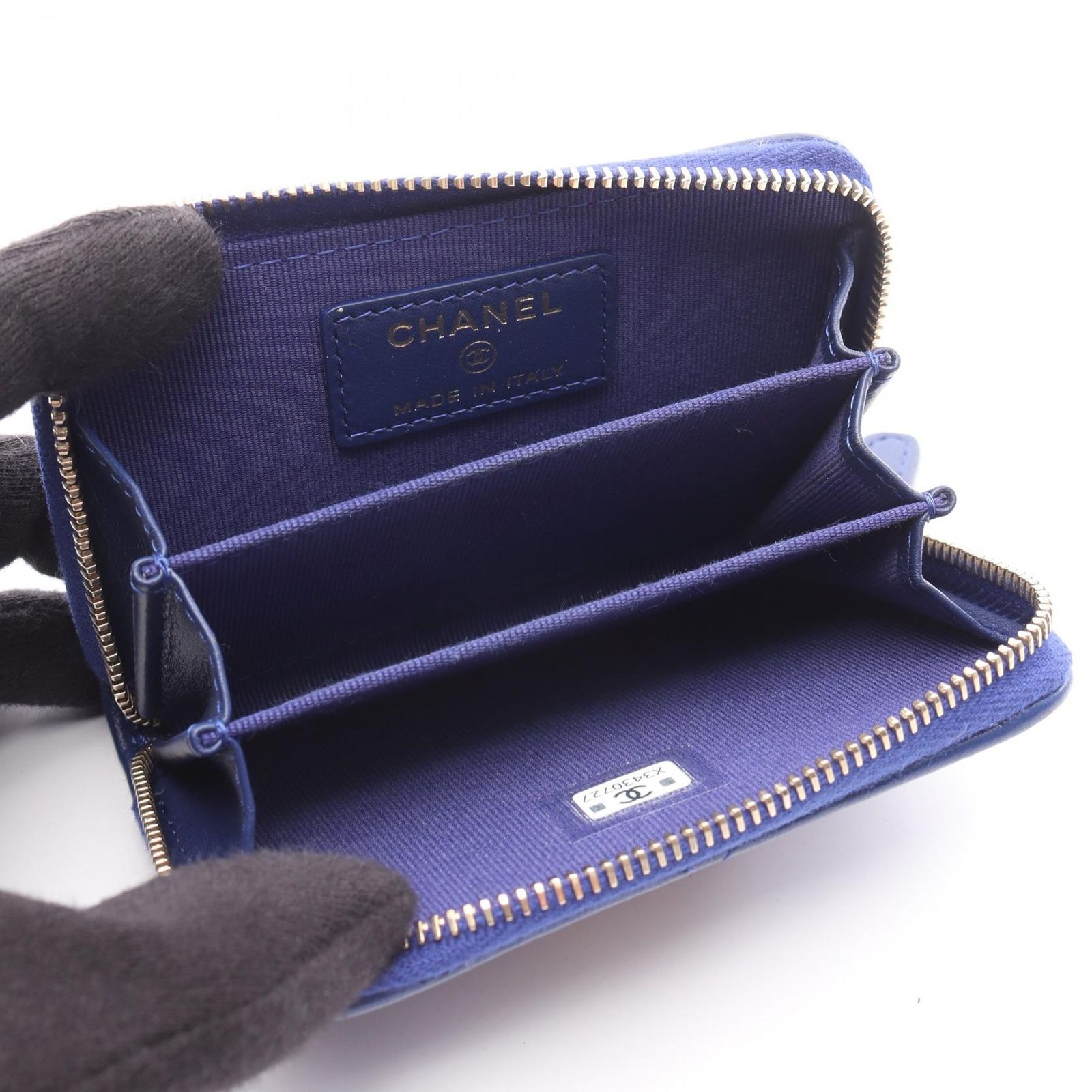 CHANEL19 ラムスキン コインケース ブルー シルバー金具 シャネル CHANEL コインケース シャネル19 ジップコインパース