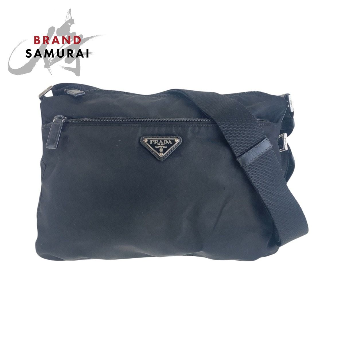 PRADA プラダ テスート 三角ロゴプレート ブラック 黒 シルバー金具 