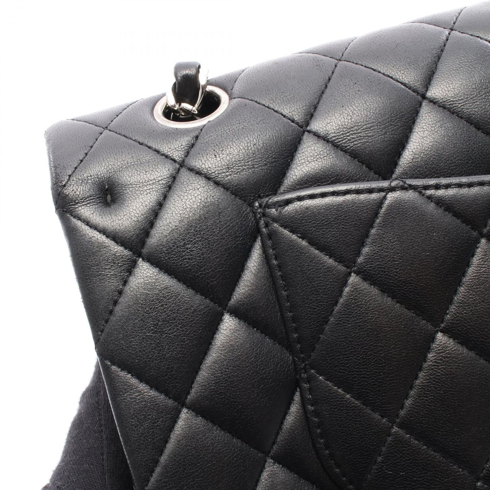 シャネル CHANEL マトラッセ Wフラップ ショルダーバッグ バッグ ラムスキン（羊革） レディース ブラック系 A01112 【中古】 CHANEL - シャネル CHANEL マトラッセ Wフラップ ショルダーバッグ