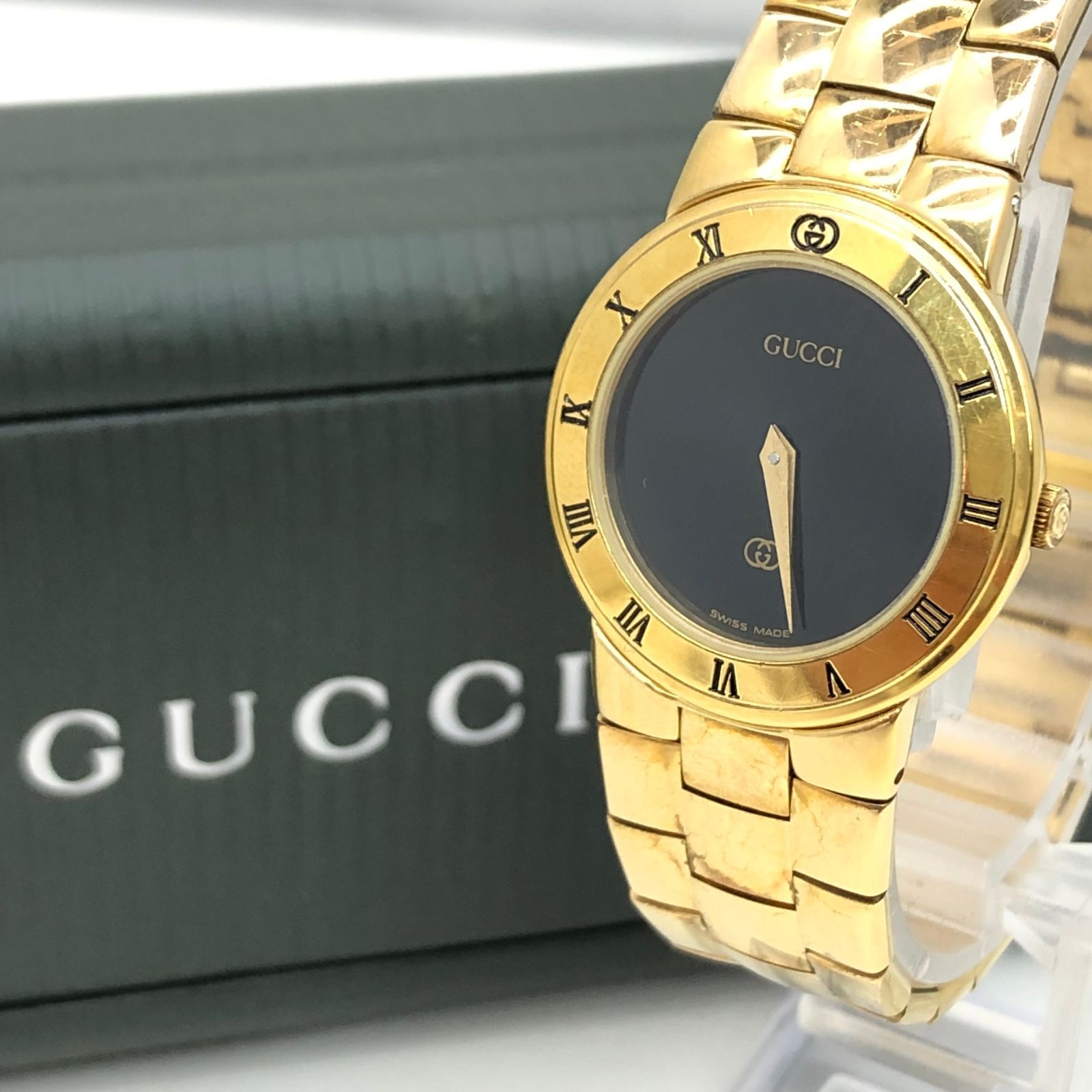 GUCCI 時計 ゴールド GUCCI グッチ 時計 ☆ 5400L デイト ステンレス ゴールドカラー