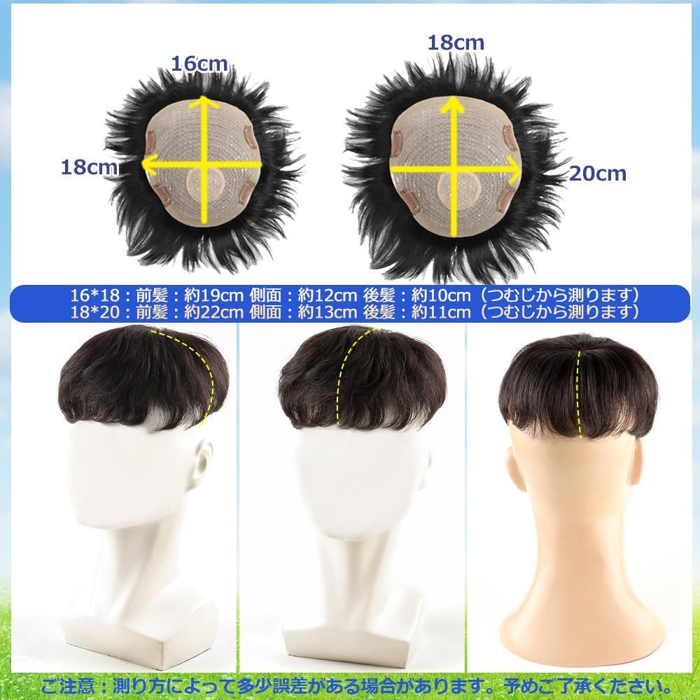 人気商品 人毛100％ ポイントウィッグ シルクつむじ 頭頂部 メンズ