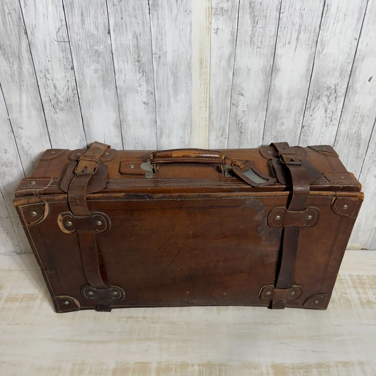 値下げ交渉歓迎】レトロアンティーク・昭和初期本革トランク 幅約710 