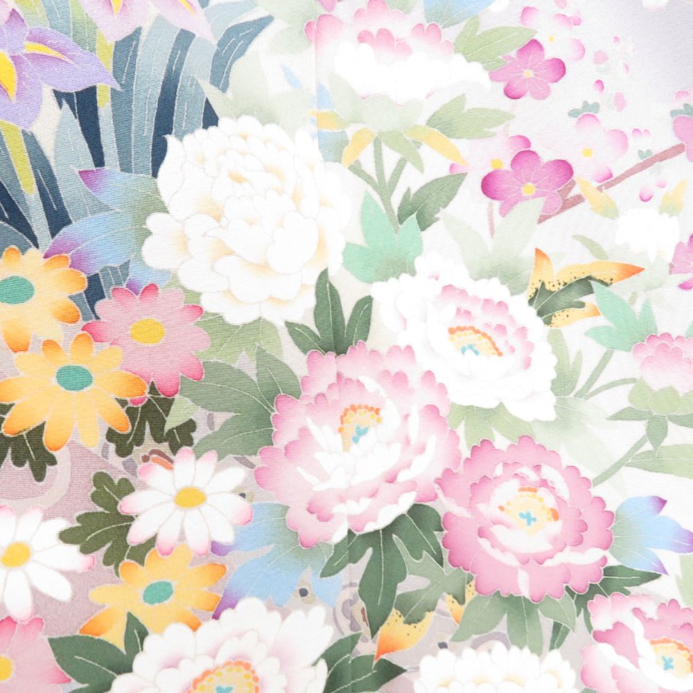 本加賀友禅 色留袖 松任いち 四季花文様 薄紫色 作家物 落款入 正絹 袷