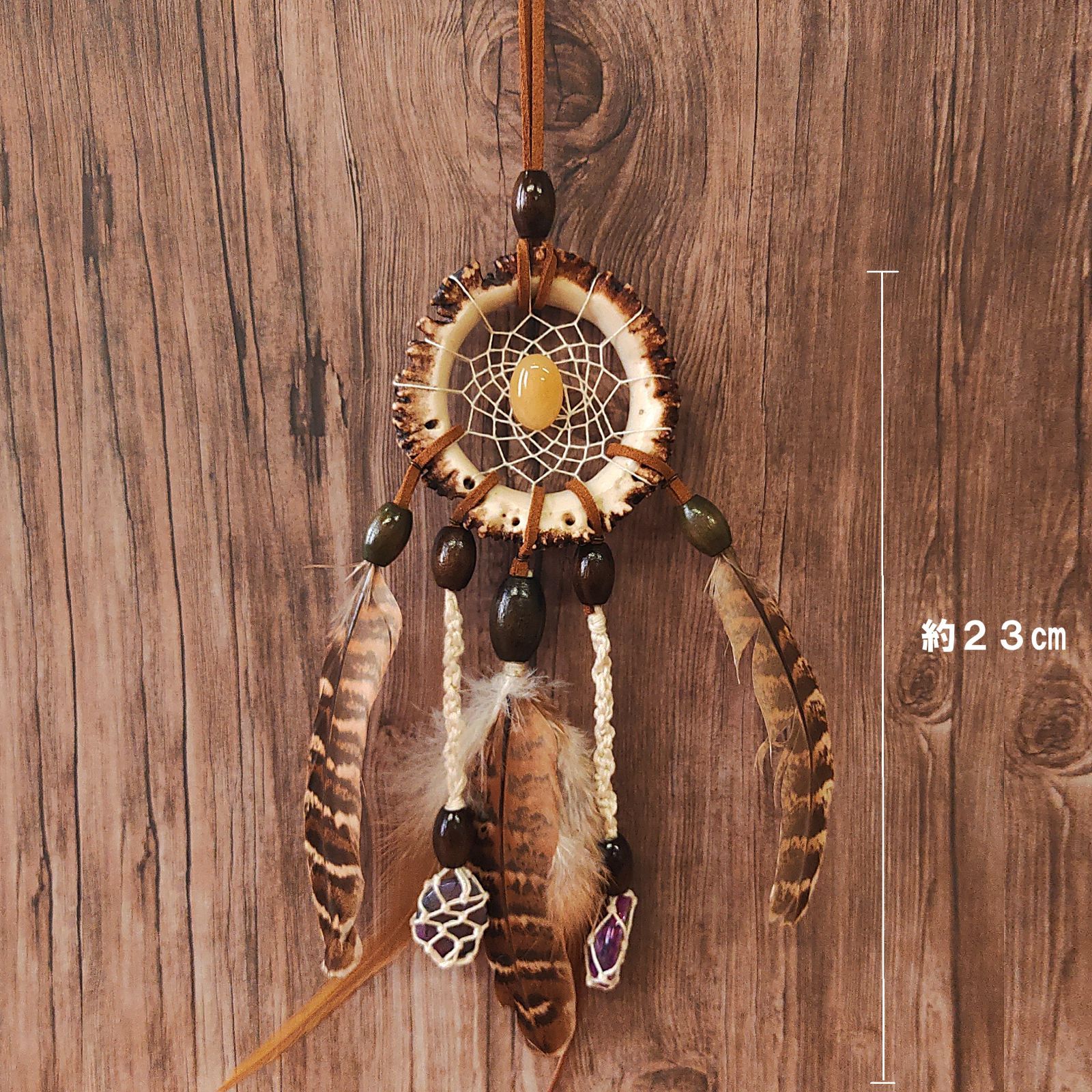 鹿の角のドリームキャッチャー ハンドメイド】天然 鹿角 ドリームキャッチャー - メルカリ