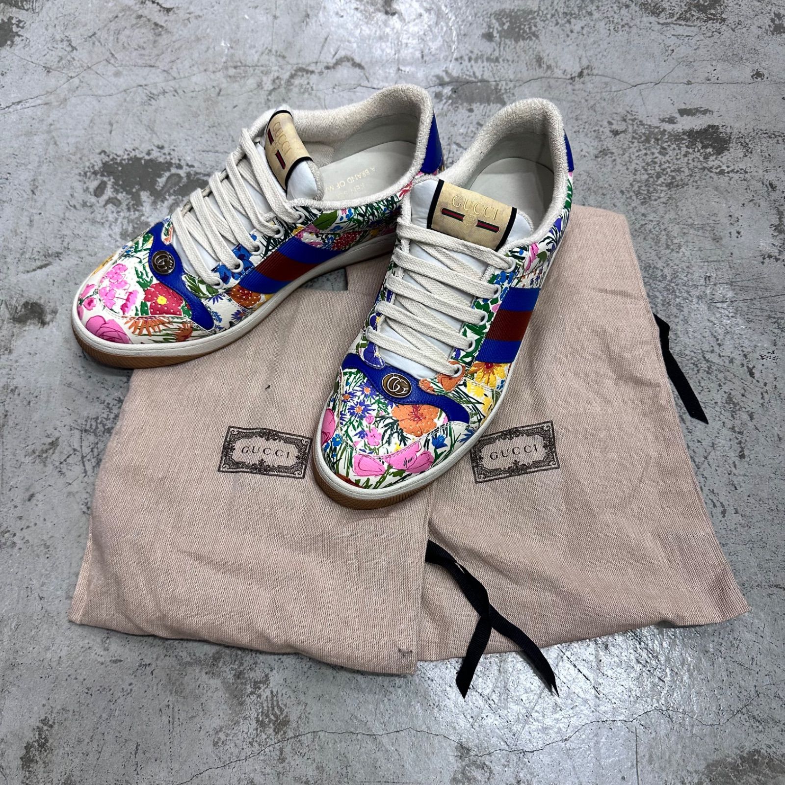 注目の新作♪【GUCCI】〔グッチ スクリーナー〕花柄 スニーカー 参考上代99000円 GUCCI KEN SCOTT スクリーナー 花柄 レザー