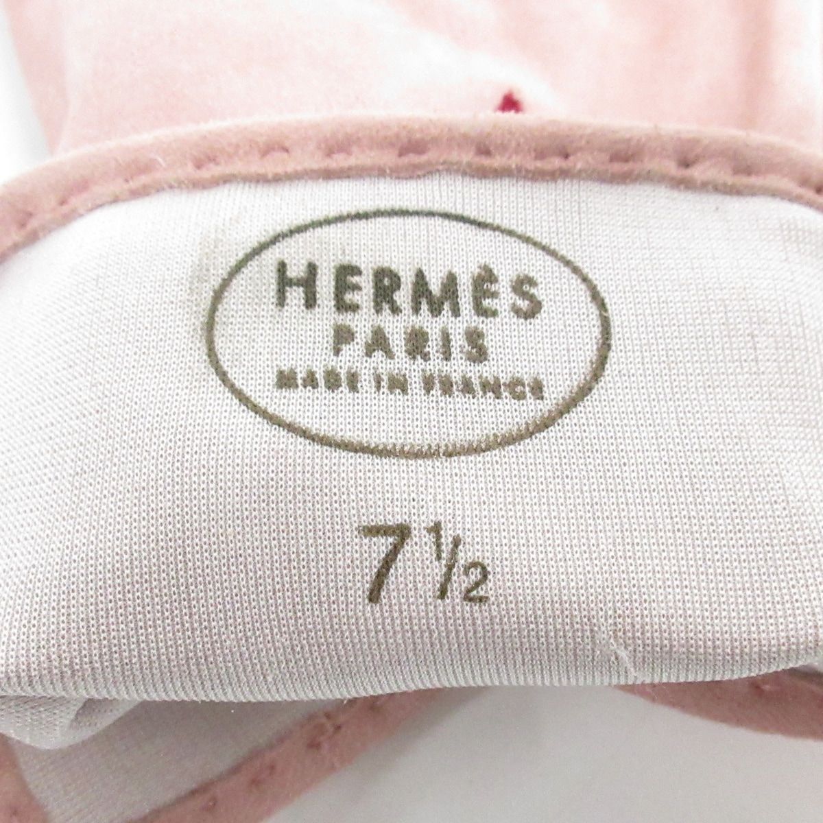 HERMES(エルメス) 手袋 7 1/2 レディース - ピンク×レッド×マルチ 刺繍 スエード - メルカリ