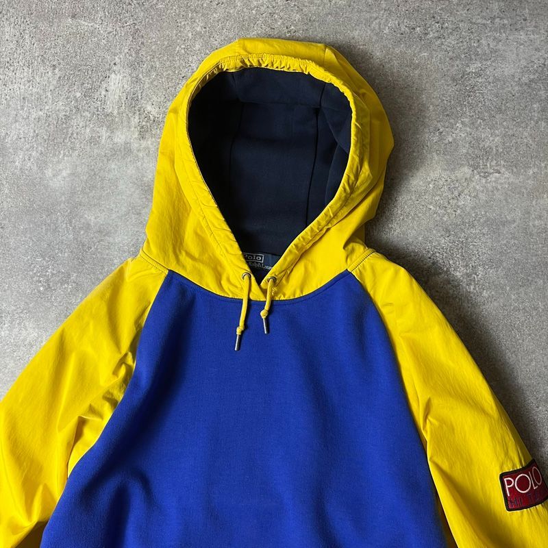 復刻 POLO HI TECH RALPH LAUREN ナイロン 切替 スウェット フード 