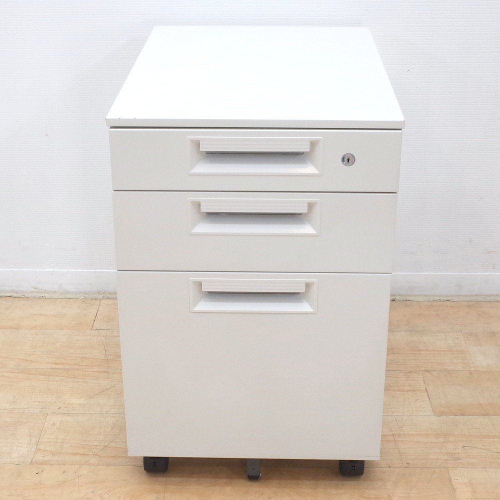 PLUS プラス LEED 3段ワゴン LE-046SC-3 W4 ホワイト デスクワゴン インサイドワゴン サイドキャビネット 収納 EG17781 オフィス家具