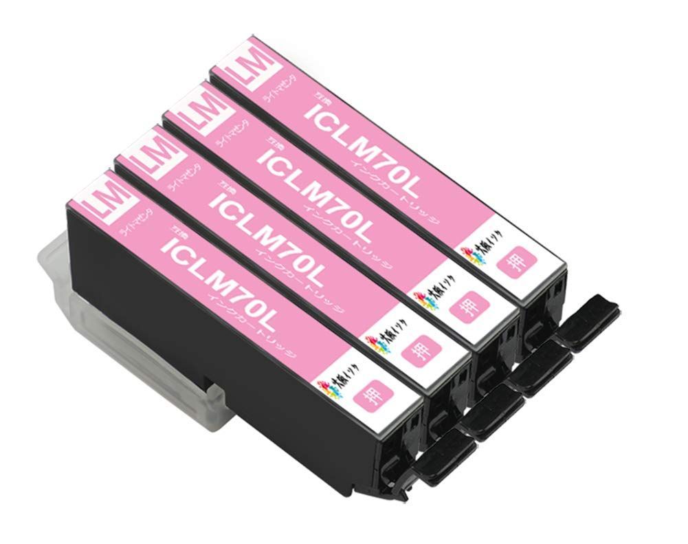 Color:IC6CL70L-4PK-4LM エプソン 用インクカートリッジ 70L 互換 IC6CL70L LM ICLM70Lライトマゼンタ 4本セットさくらんぼ 対応機種: EP-706A EP-806AW EP-306 EP-976A3 EP-906F