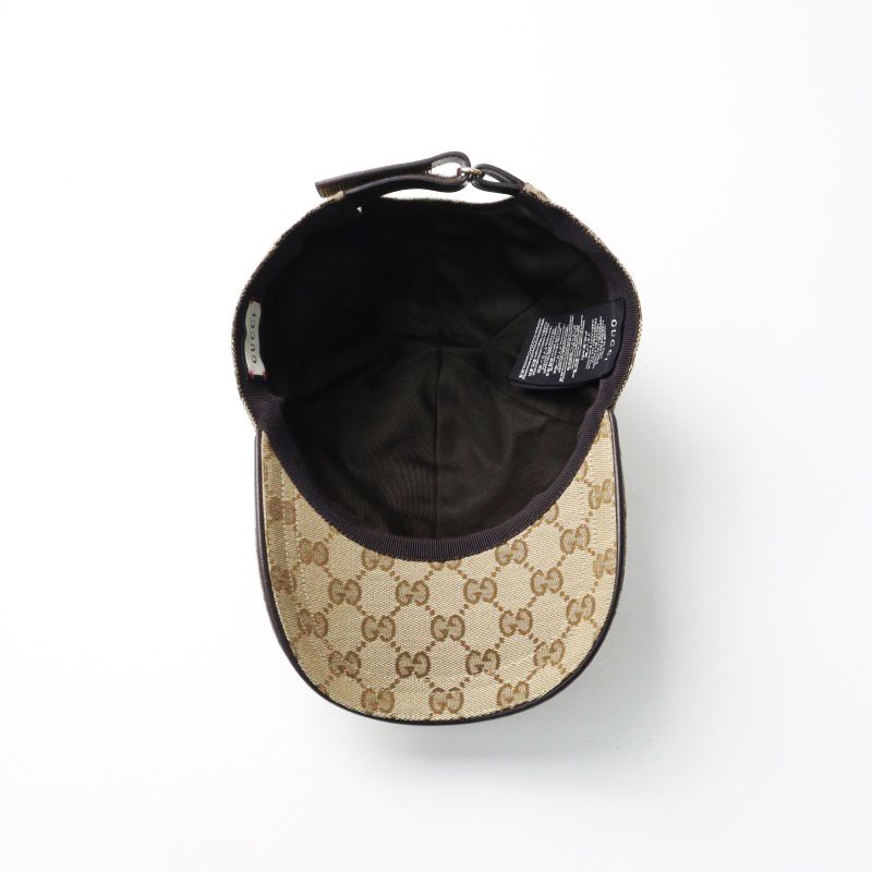 【美品】GUCCI グッチ ベースボールキャップ GG シェリーライン パターン 美品 グッチ GUCCI GGキャンバス ベースボールキャップ M/ベージュ