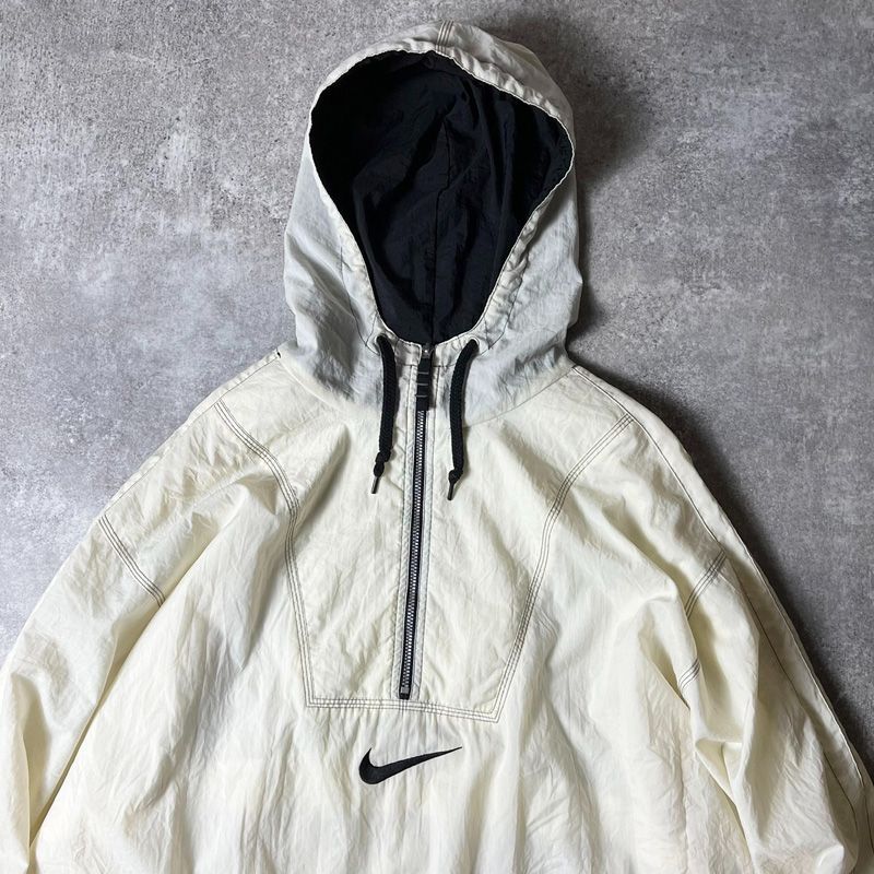 ナイキ　Nike 90s ナイロンプルオーバー　ホワイト 長袖カットソー L ナイキ Nike 90s ナイロンプルオーバー ホワイト 長袖カットソー