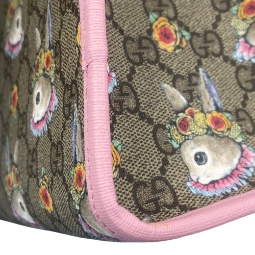 GUCCI(グッチ) グッチチルドレンズ ヒグチユウコ トートバッグ ハンドバッグ ショルダー 2way うさぎ ウサギ GGスプリームキャンバス ベージュ/エボニー ピンク シルバー金具 630542 レディース 40802100187【中古】【アラモード】