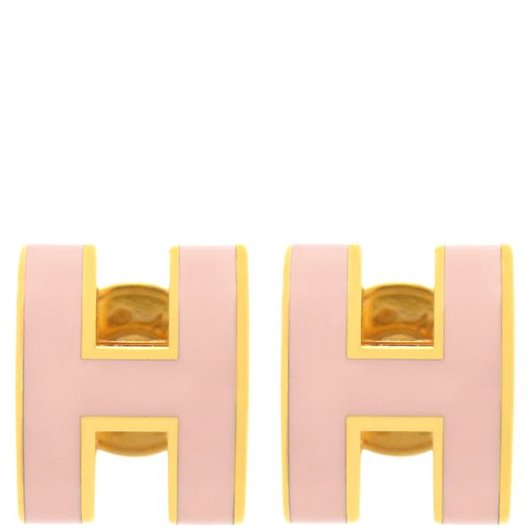【HERMES】ポップHピアス/ローズトランジェ/ゴールド金具 ◇HERMES◇ 大人気! Mini Pop H earrings ローズゴールド