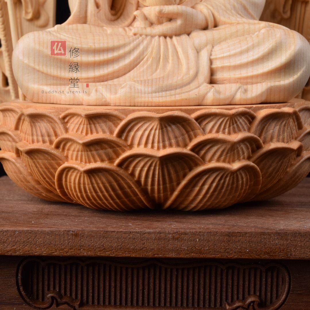 修縁堂】最高級 木彫仏像 地蔵王菩薩座像 彫刻 一刀彫 天然木檜材 仏教 
